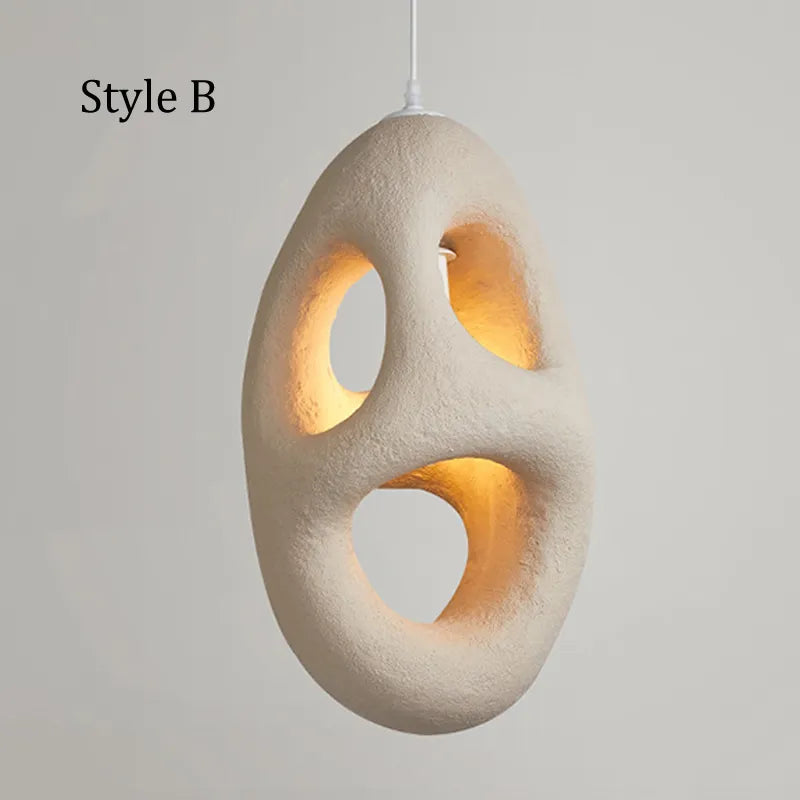 Lustre nordique Wabi Sabi poreux Simple Style lampes créatives - vue 5 sur 9