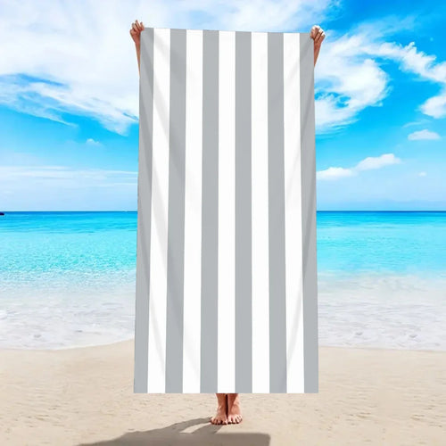 Serviette de plage a rayures sechage rapide absorbante
