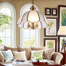 lampe suspendue vintage en verre d'art américain en cuivre