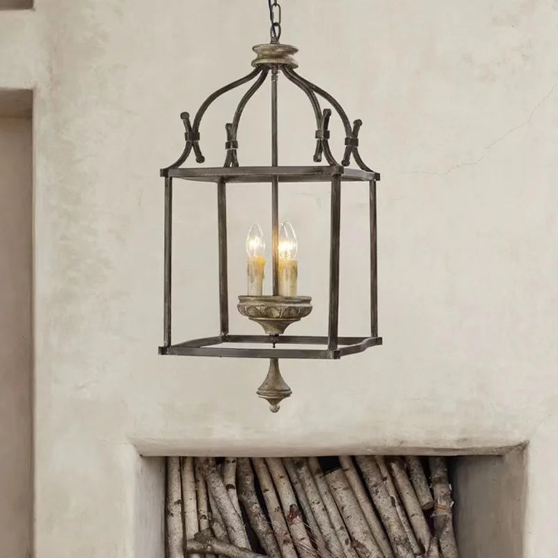 Créatif américain fer E14 lustre lumière porche Restaurant cuisine café chambre personnalité lumière Design lampes