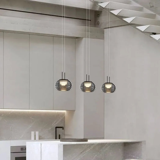 Lampe led suspendue gris fumé moderne intérieur 1/3 têtes