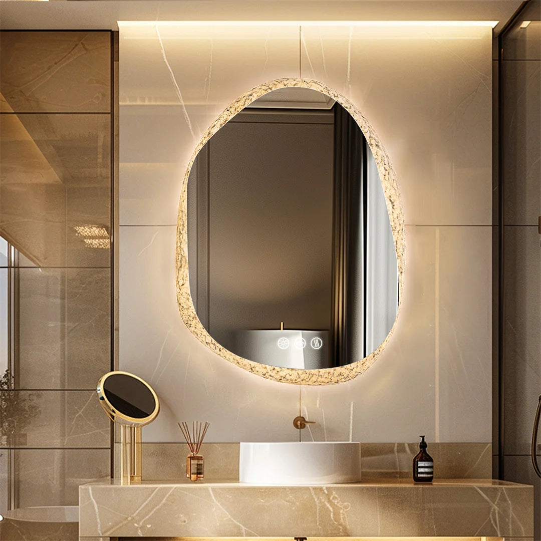 miroir sans cadre avec éclairage led et capteurs tactiles - vue 4 sur 9