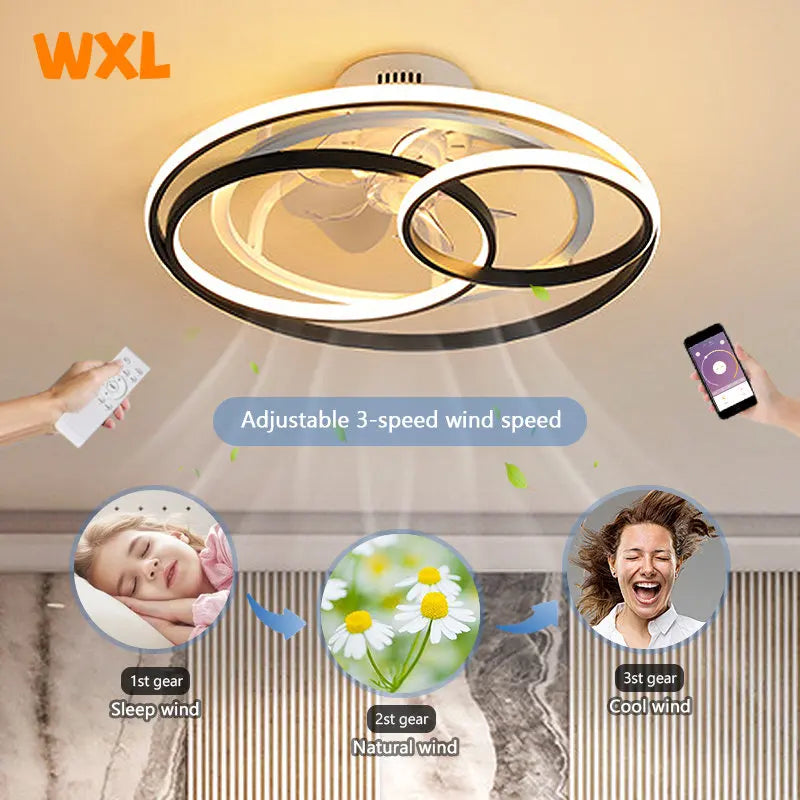 plafonnier nordique avec lumières led et télécommande - vue 5 sur 6