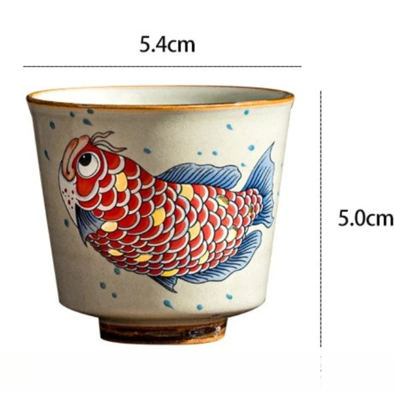 Tasse à thé chinoise motif arowana en céramique