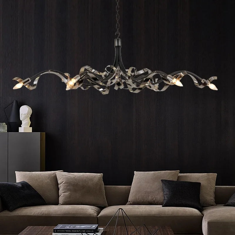 lustre postmoderne de luxe en acier inoxydable simple et personnalisé