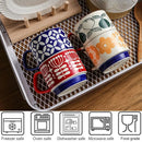 Ensemble tasses cafe ceramique motif floral japonais retro