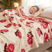 Plaid polaire motifs floraux et carreaux pour canapé