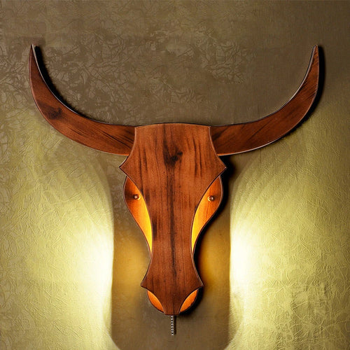 applique murale led style animal vache en bois vintage moderne