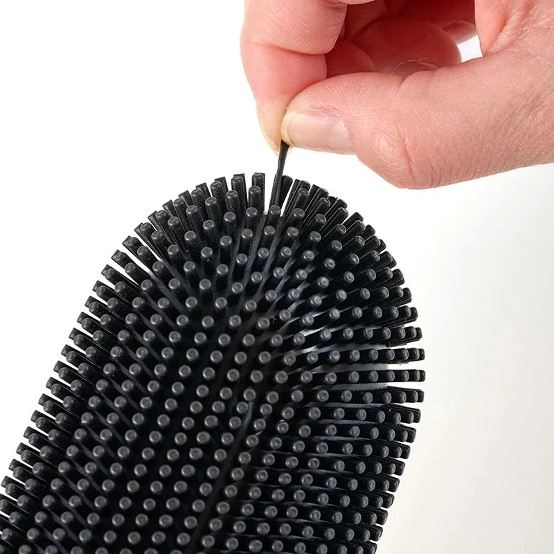 brosse de toilette luxe en métal et plastique avec support amovible - vue 4 sur 8
