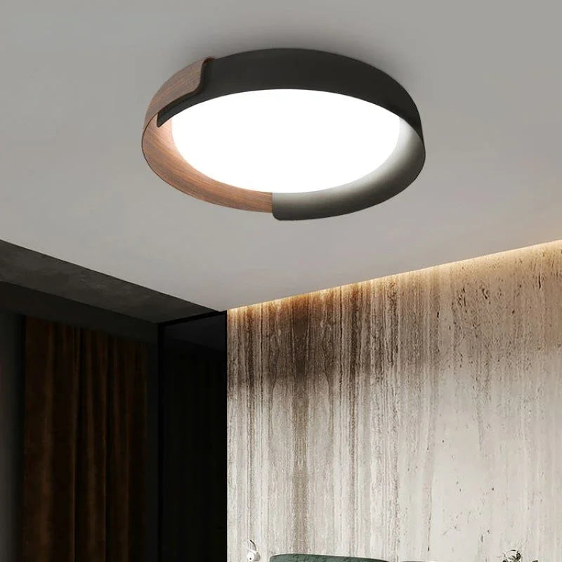 SANDYHA nordique Led ronde plafonnier Original Grain de bois éclairage chambre salon salle à manger étude décor à la maison Design Luminaire