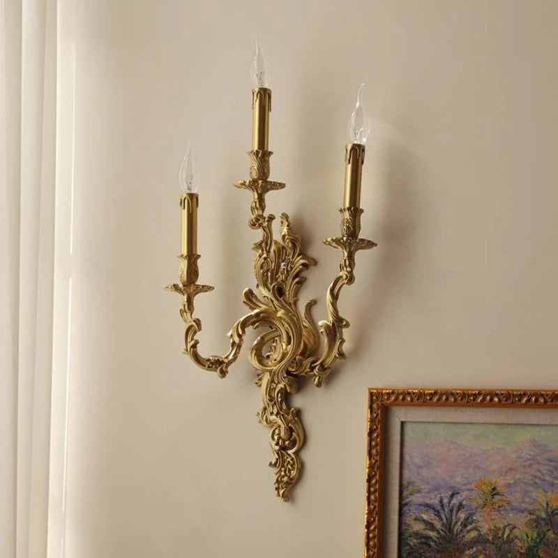 applique murale vintage rococo en laiton et cuivre - vue 4 sur 10