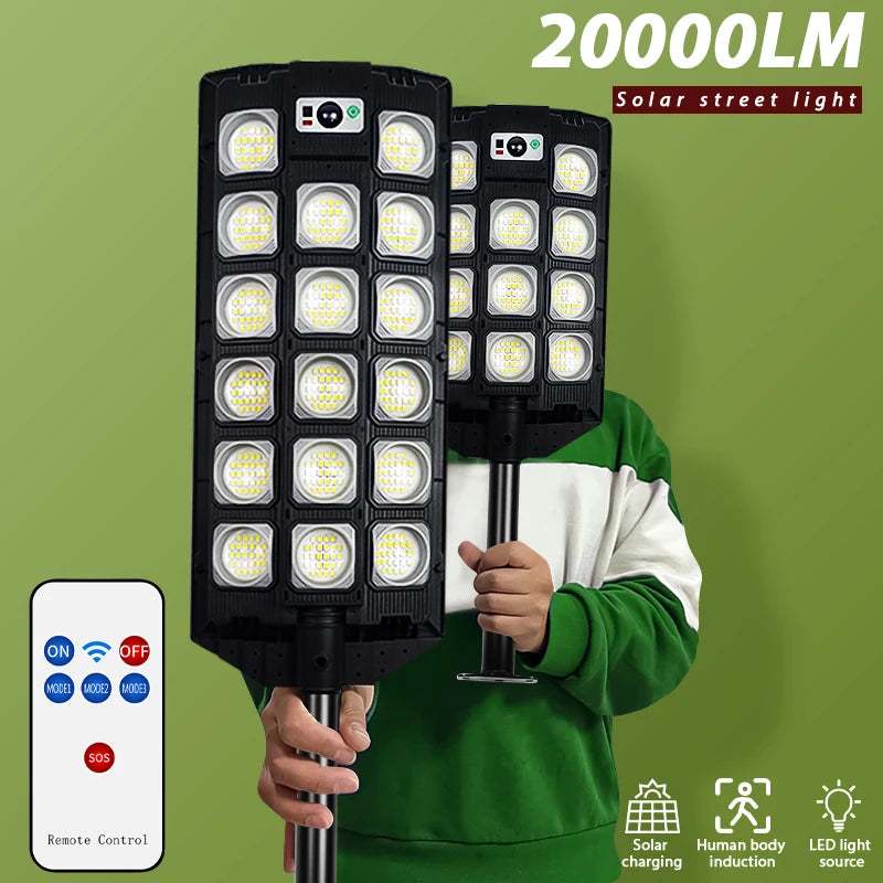 lampadaire solaire 600000 lumens avec capteur de mouvement étanche - vue 4 sur 11
