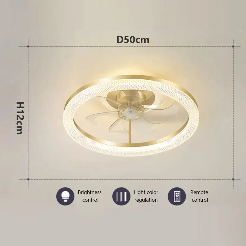 plafonnier led moderne avec ventilateur éclairage silencieux intelligent - vue 7 sur 15