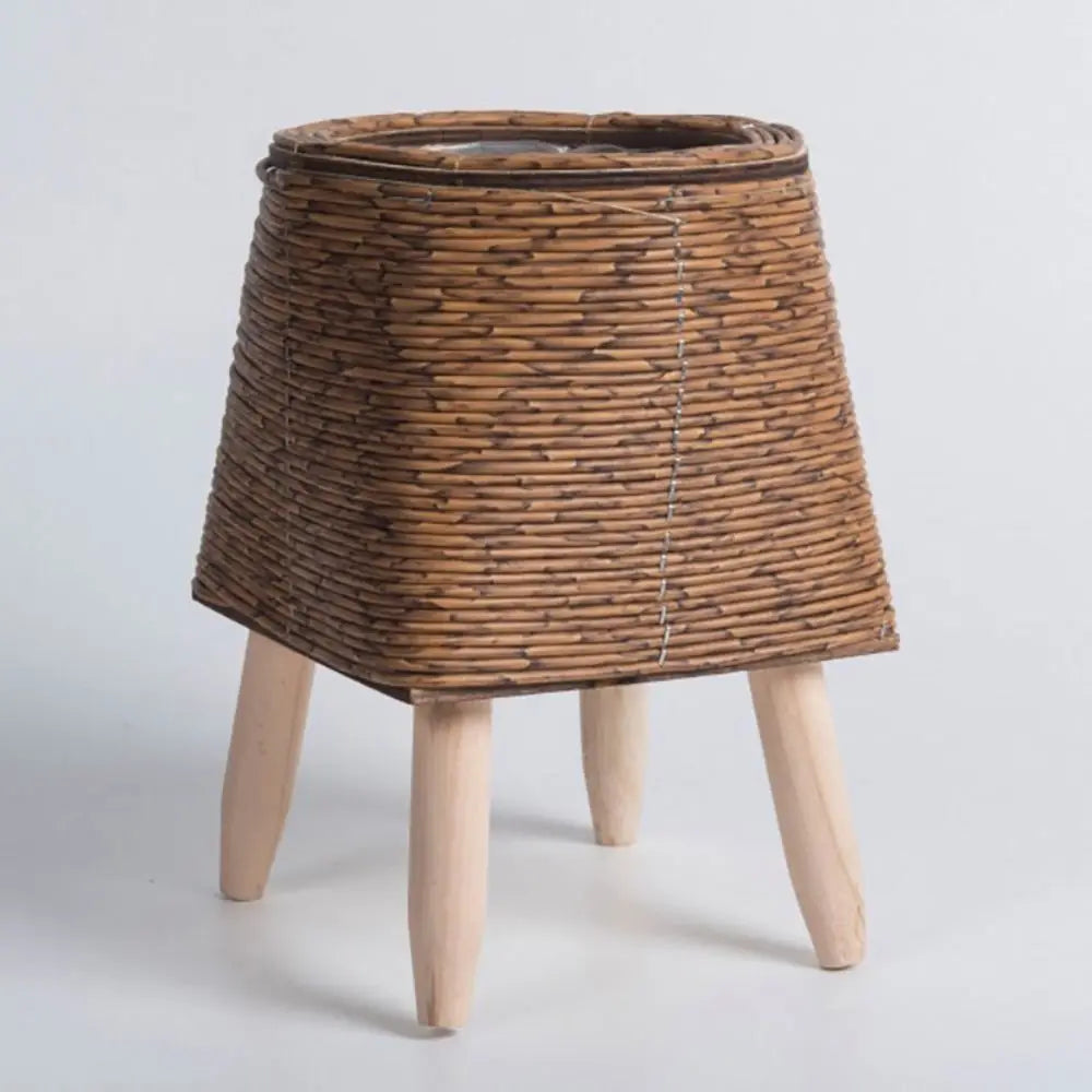 pot de fleurs rotin tressé créatif avec pieds amovibles et support durable - vue 10 sur 14