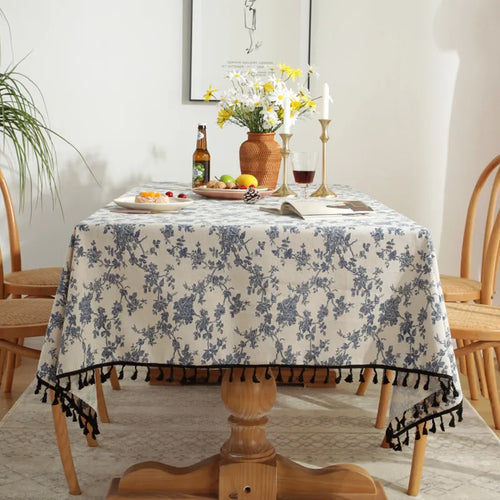 Nappe style champetre motifs floraux table maison