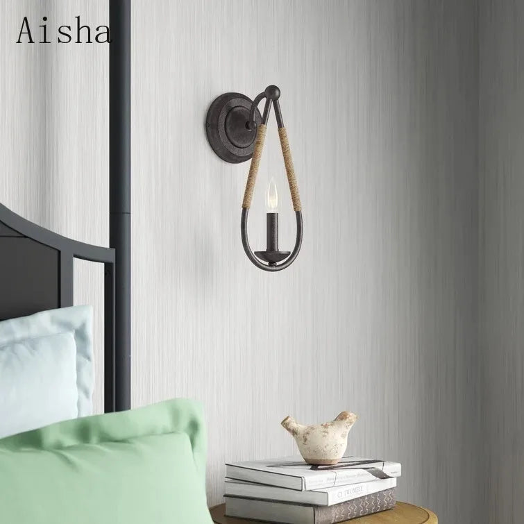 applique murale en corde de chanvre style rétro pour intérieur - vue 2 sur 7