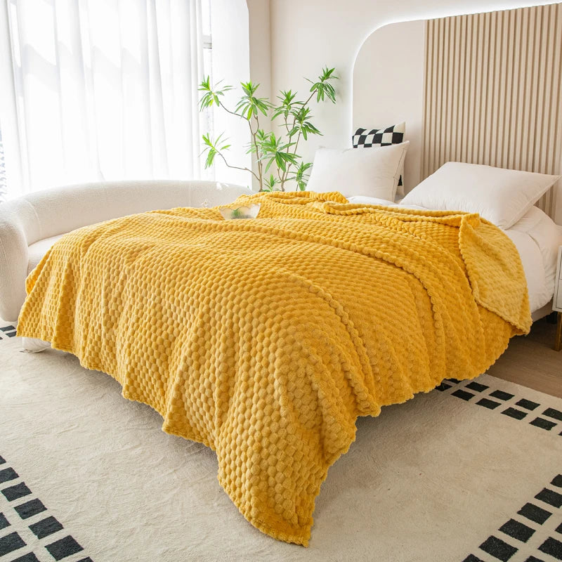 Plaid carreaux doux en velours moelleux salon chambre - vue 6 sur 7