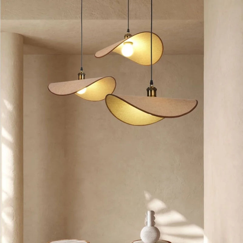 suspension Wabi Sabi minimalisme E27 Led lumière rétro chapeau Led suspension lampe salle à manger nordique lampe Led Droplight Luminarias - vue 4 sur 22