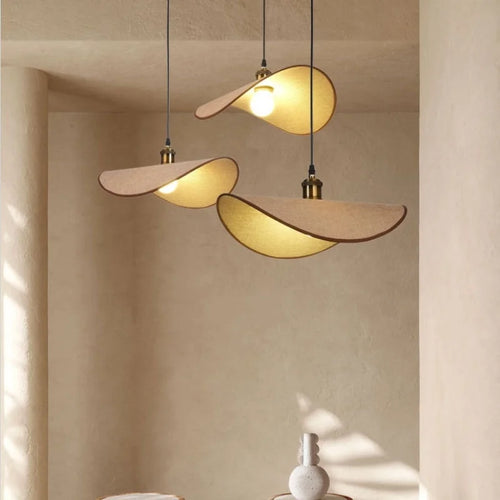 Wabi Sabi minimalisme E27 suspension Led lumière rétro chapeau Led suspension lampe salle à manger nordique suspension lampe Led Droplight Luminarias