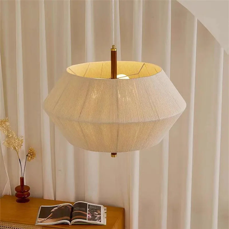 suspension en corde de chanvre et bois massif design wabi-sabi - vue 4 sur 9