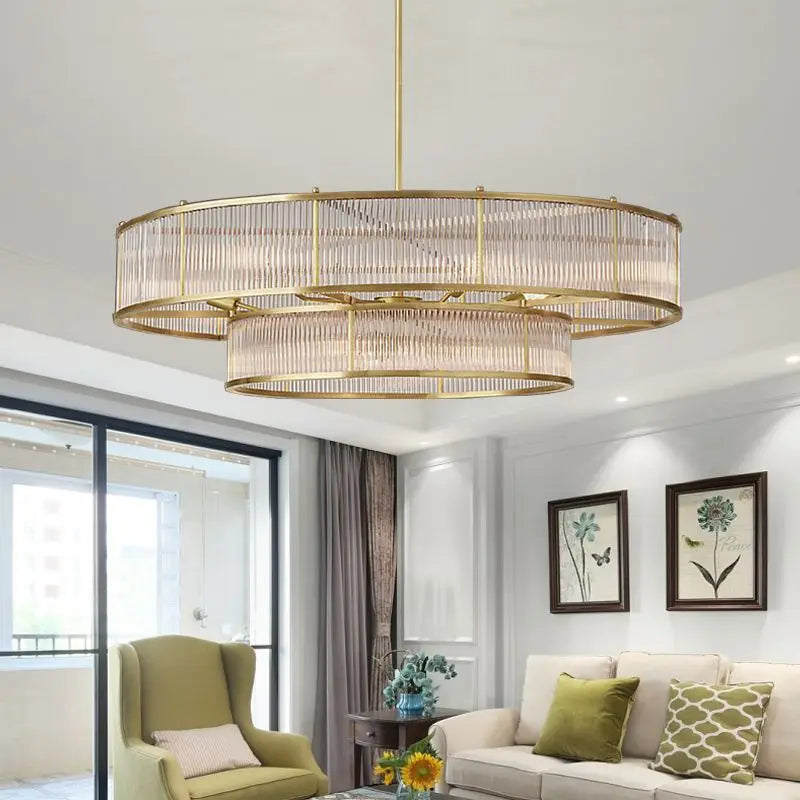 lustres en cristal doré modernes pour éclairage intérieur - vue 2 sur 14