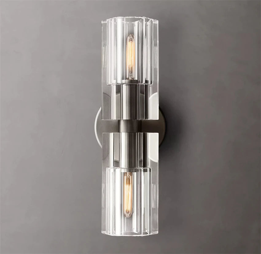 applique murale led moderne en cristal clair nickel laiton