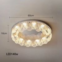 plafonnier led luxe rond en verre argent moderne