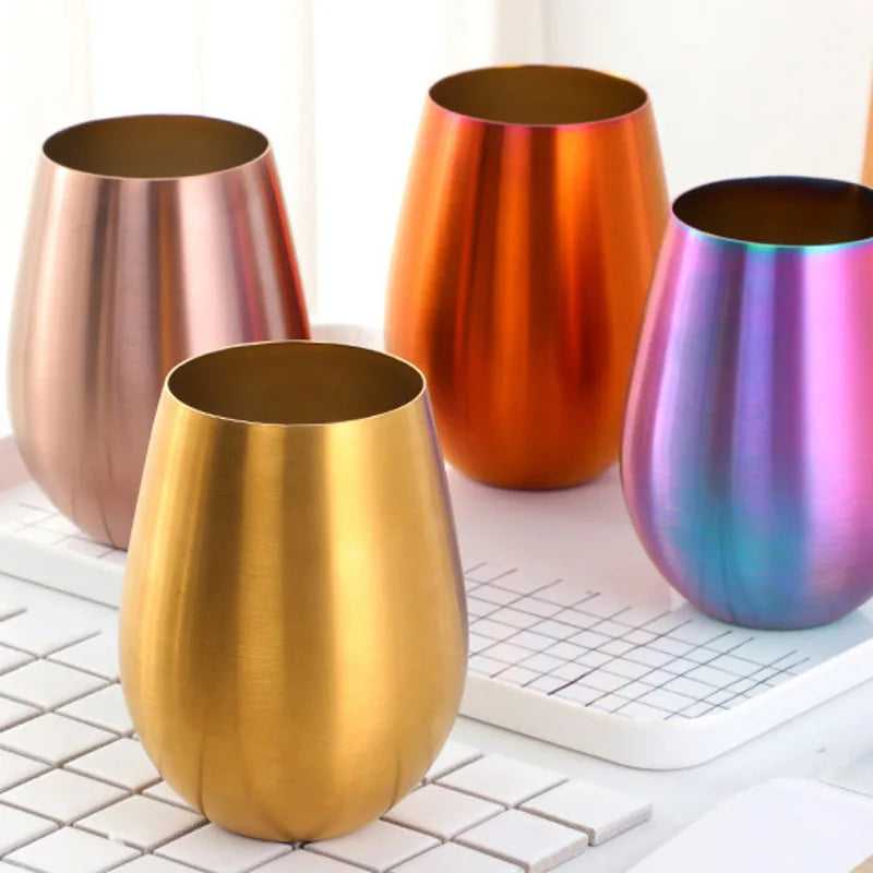 verres vin ronds acier inoxydable style bar maison