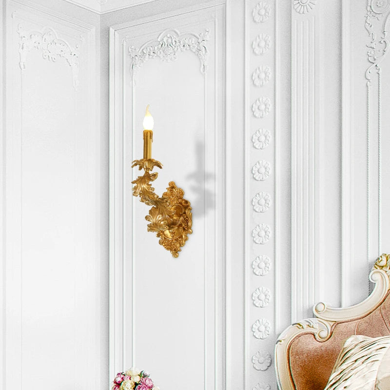 XUANZHAO Vintage français pleine cuivre applique hôtel Club Villa allée bougie lampe intérieure chambre cuivre lampe de chevet - vue 6 sur 7