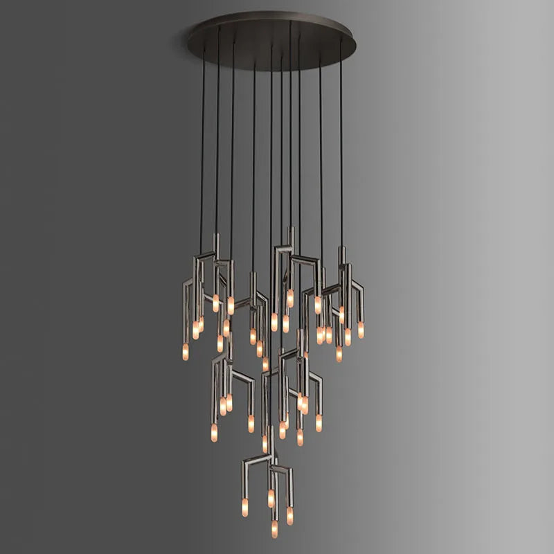 lustre led de luxe en acier inoxydable éclairage moderne - vue 4 sur 10