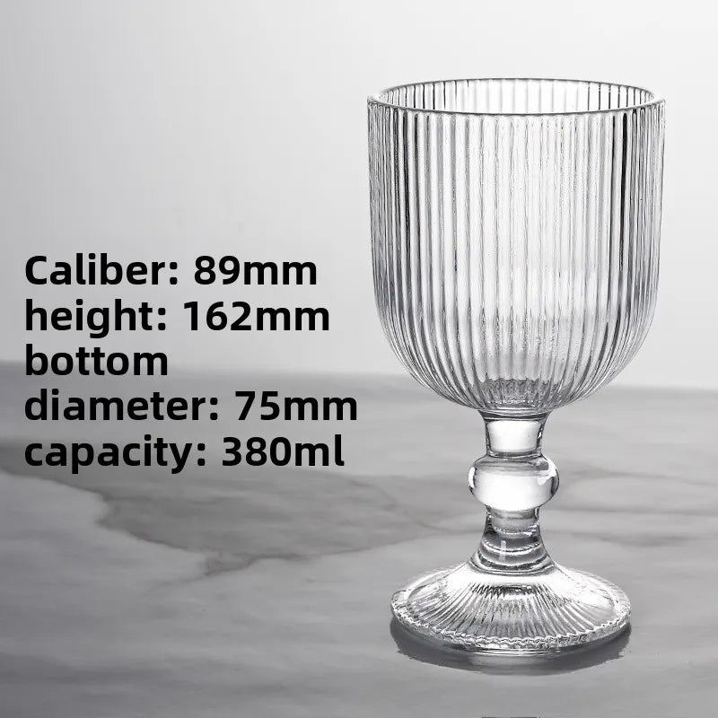 Ensemble verres vin rayés tige courte large ouverture