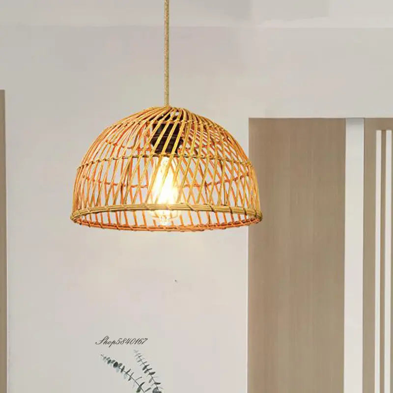 Lustre moderne en rotin fait à la main - vue 6 sur 8