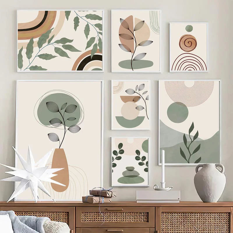 affiches boho peinture abstraite géométrique pour décoration intérieure