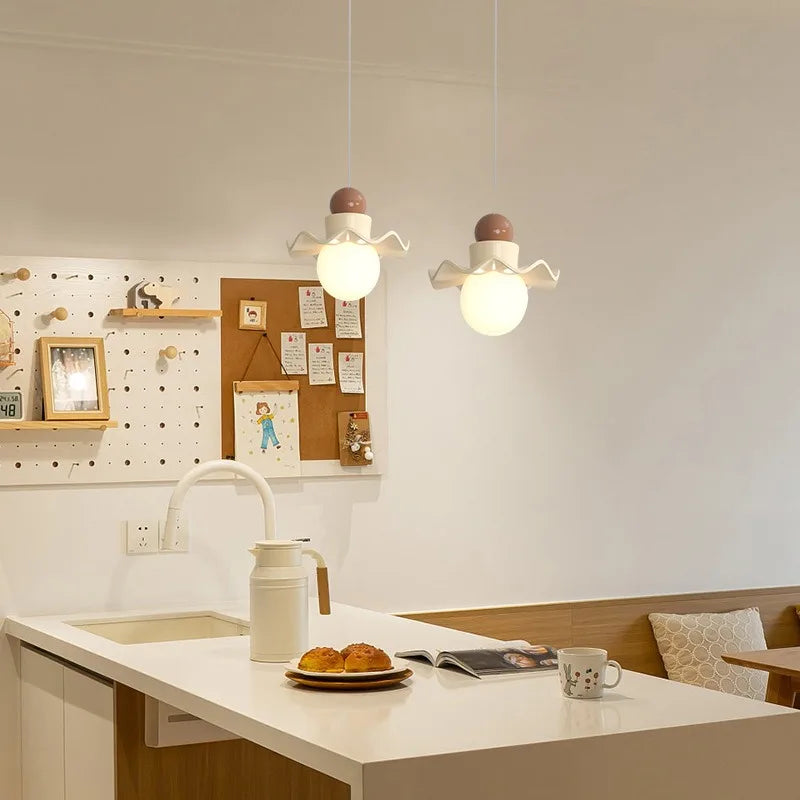 suspension led fleur style nordique pour décoration intérieure - vue 5 sur 16