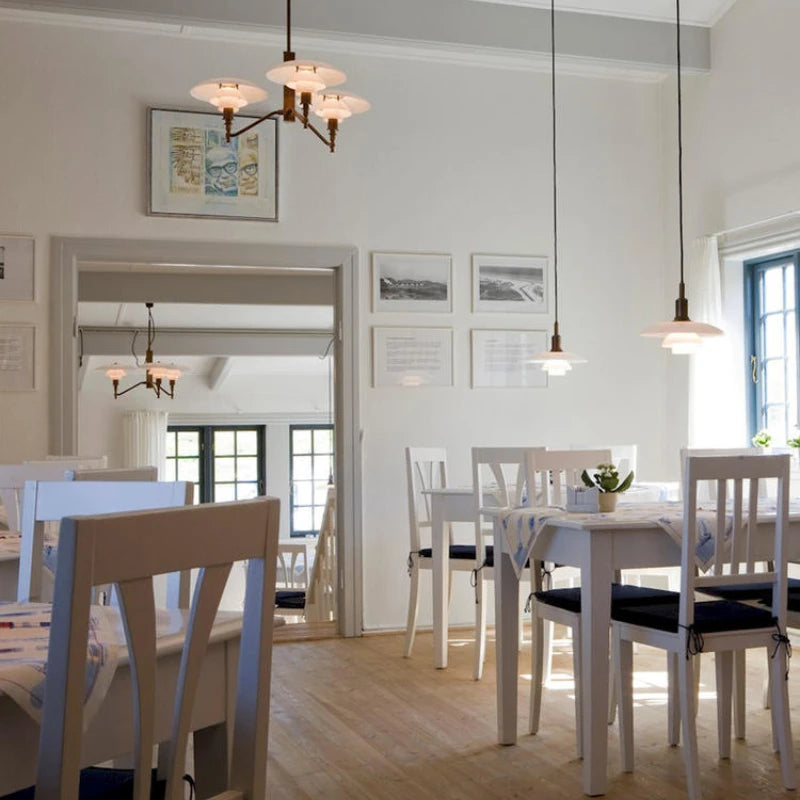 Lustre design style danois avec branches chromées - vue 4 sur 7