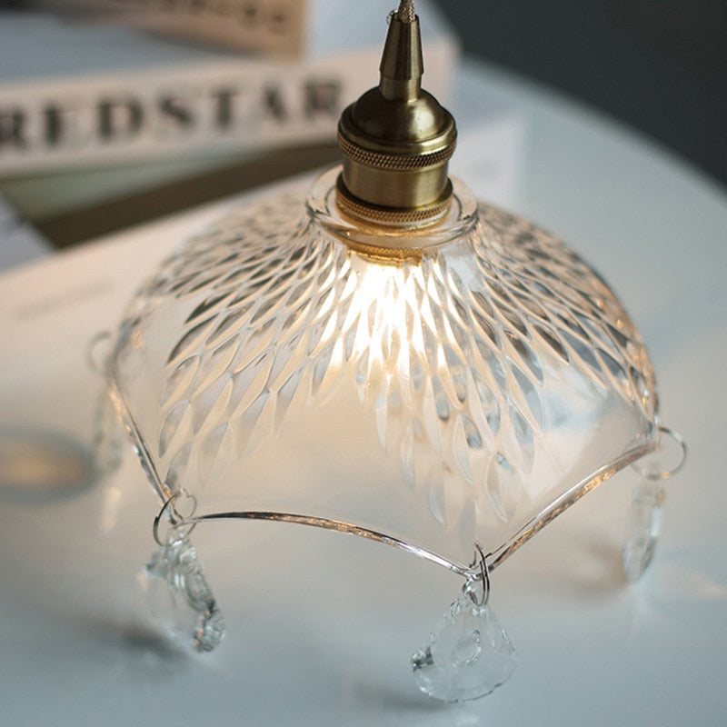 Suspension avec abat-jour en verre vintage Louvain - vue 5 sur 6