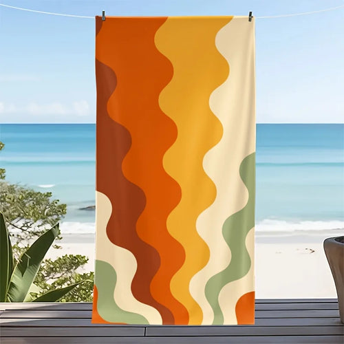 serviette de plage vintage motif vagues abstraites dégradé