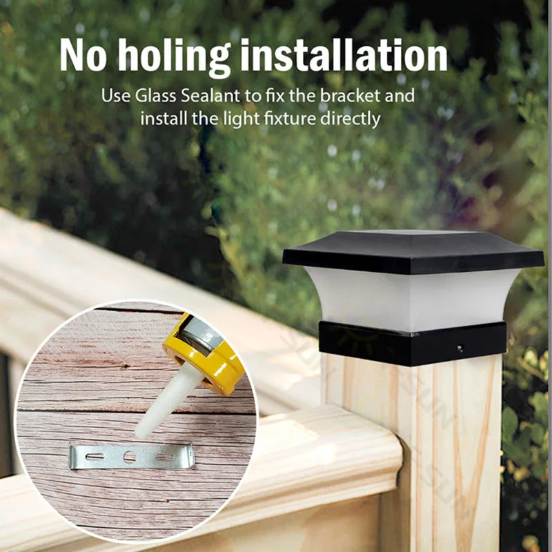 1-4 pièces Lumière Solaire Extérieure LED Post Pont Cap Clôture Paysage Lampe Étanche IP65 Porte de Jardin Lampe À Énergie Solaire Décoration - vue 4 sur 9