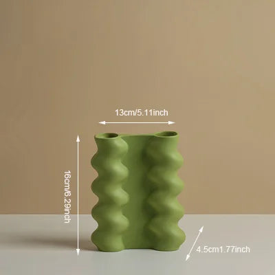vase en céramique géométrique nordique pour fleurs séchées décoration maison - vue 10 sur 11