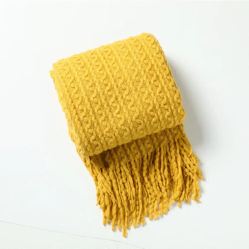 plaid boheme ultra doux a carreaux avec pompons