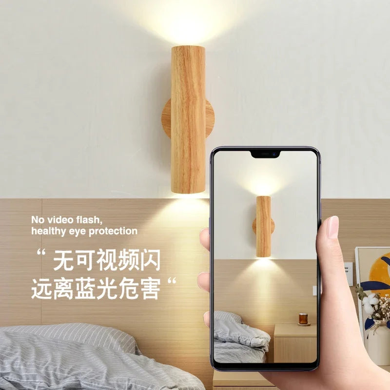 Lampe de chevet moderne et Simple en bois massif - vue 3 sur 5