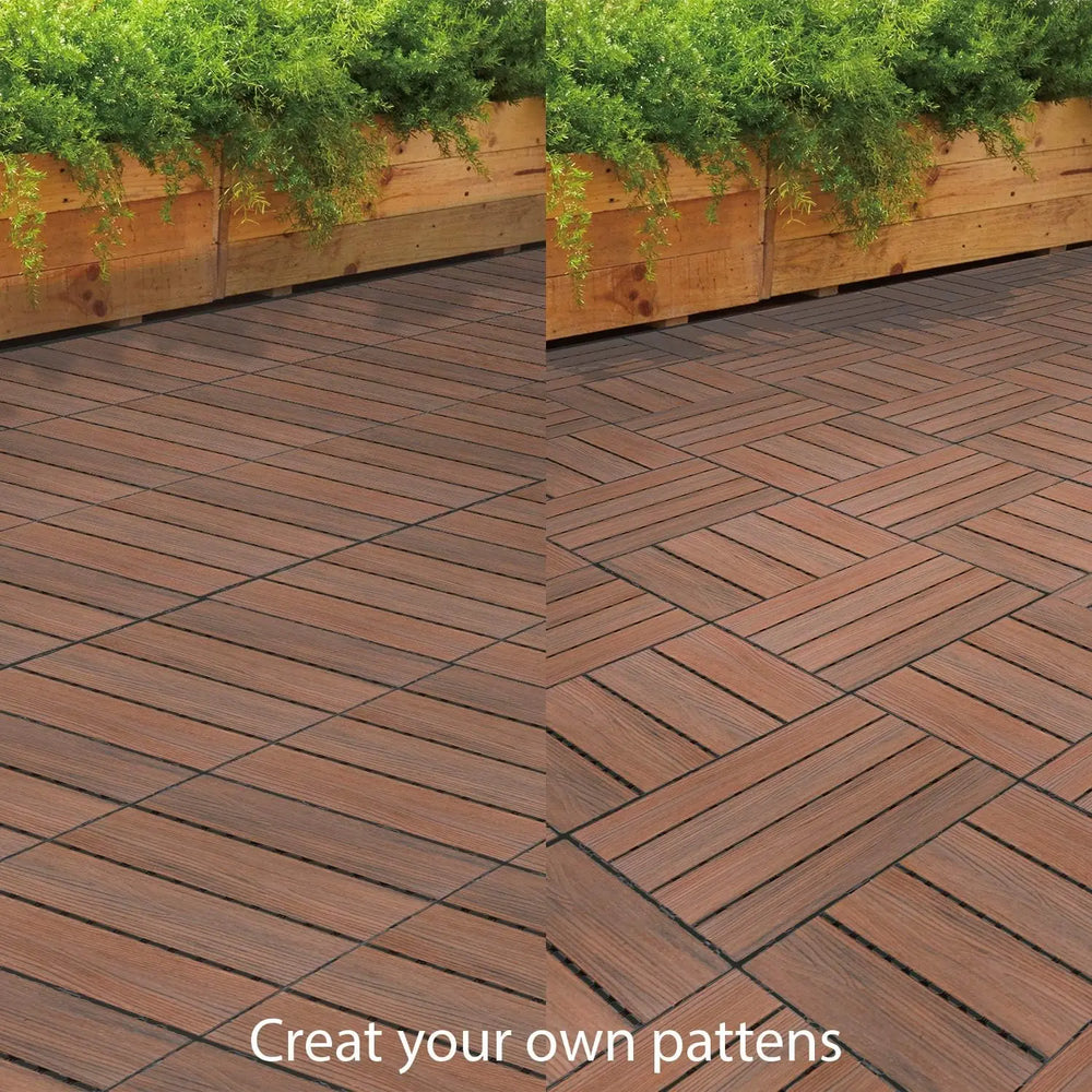 30 dalles clipsables bois massif pour terrasse balcon