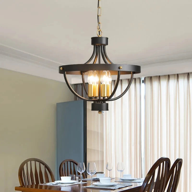 lustre style américain fer simple rétro pour restaurant et étude