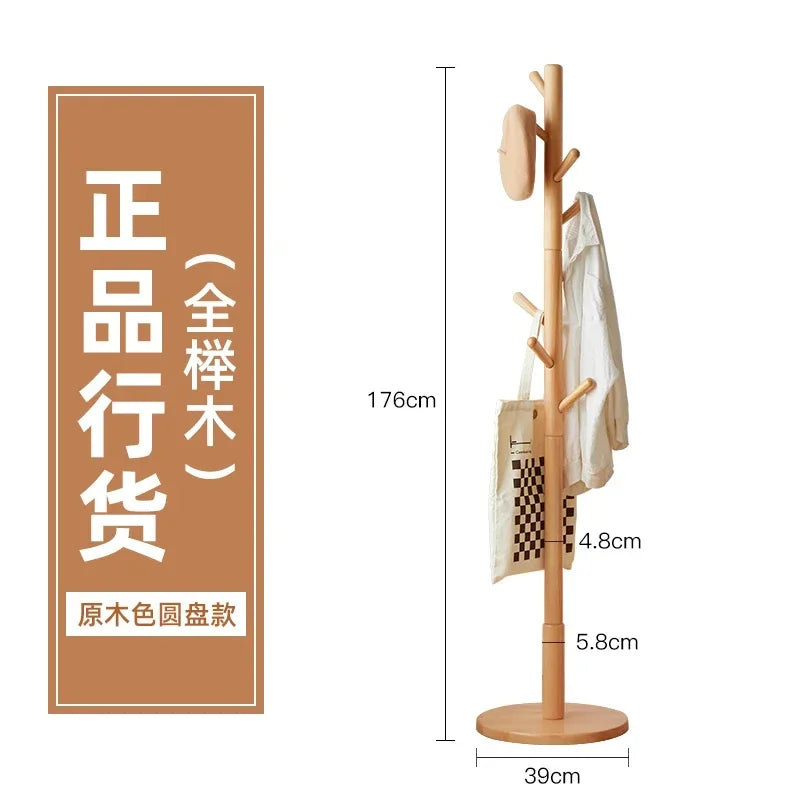 cintre en bois massif porte-manteau stable et étagère à sac - vue 16 sur 18