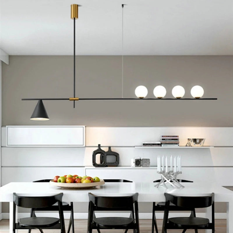 lustre industriel minimaliste en verre et led design - vue 4 sur 18