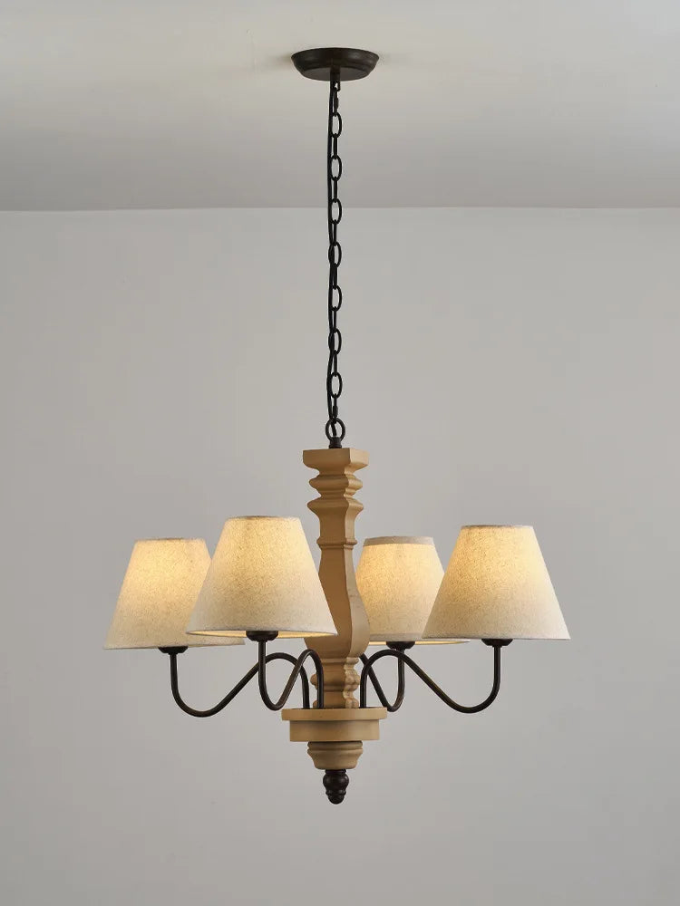 lustre vintage suspendu pour bar café cuisine en bois avec éclairage led - vue 4 sur 7