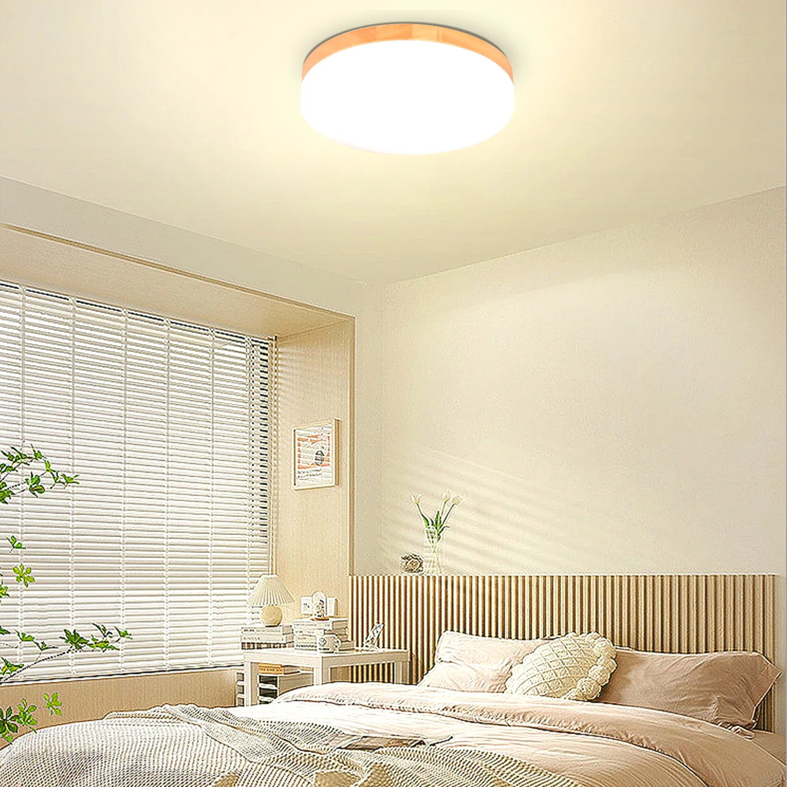 plafonnier led imitation grain de bois pour intérieur - vue 6 sur 8