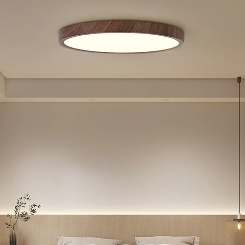 lustre nordique en bois massif avec lumières led simples
