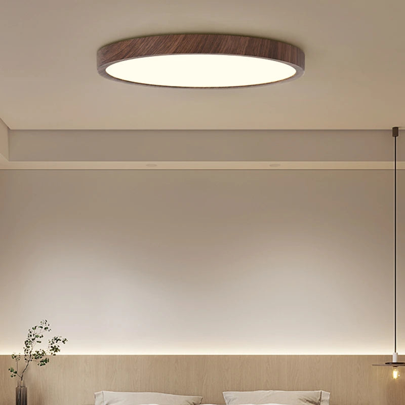lustre nordique en bois massif avec lumières led simples - vue 3 sur 18