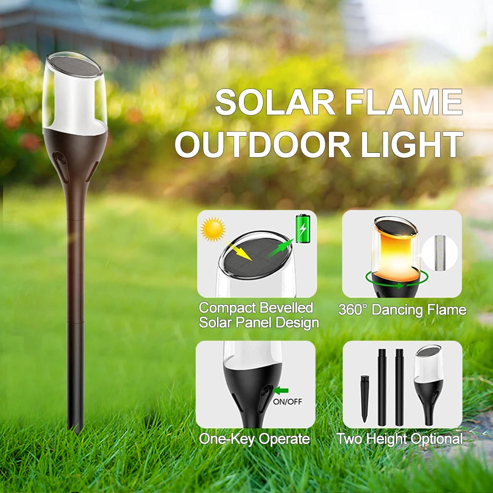 lampes solaires extérieures à flamme pour jardin et patio